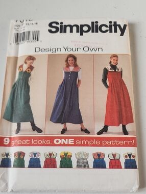 Simplicity Pinafore Dress Pattern in Green, Blue, Red
